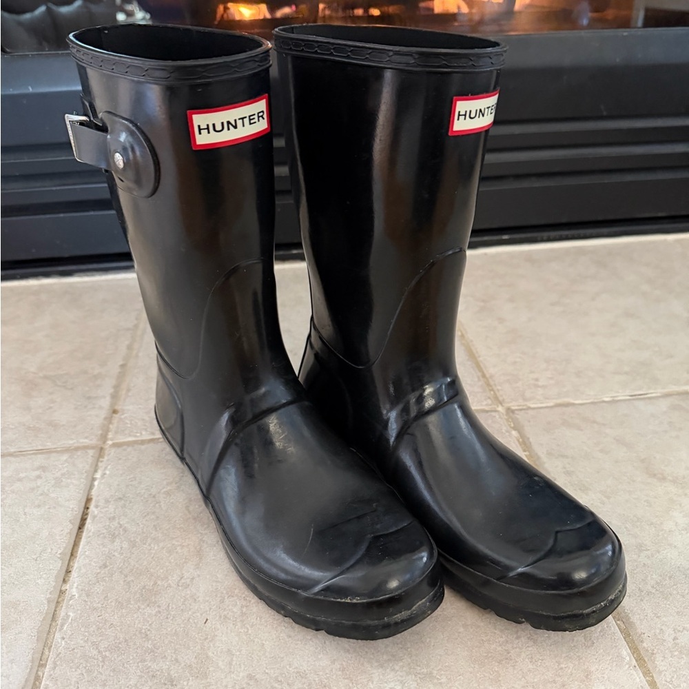 Hunter Original Short Gloss Black Snow & Rain Boots, Waterproof, Women’s Sz 8